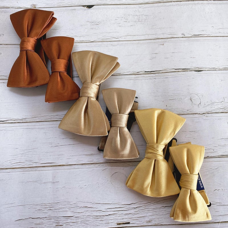 KissTies Rust Pre-Tied Boys Bow Ties Satin Bowtie Burnt Orange + Gift Box - Image 2